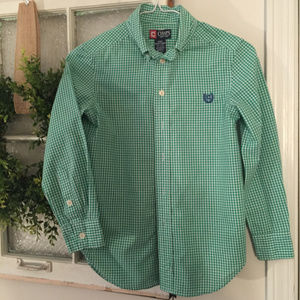 BOYS CHAPS BUTTON-UP PLAID SHIRT- Size 8